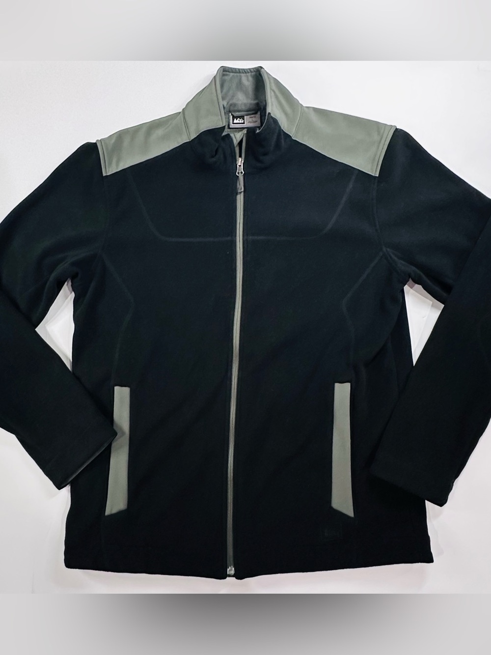 REI Co-op Black & Grey Hybrid Full Zip Fleece Jacket Men's Size L